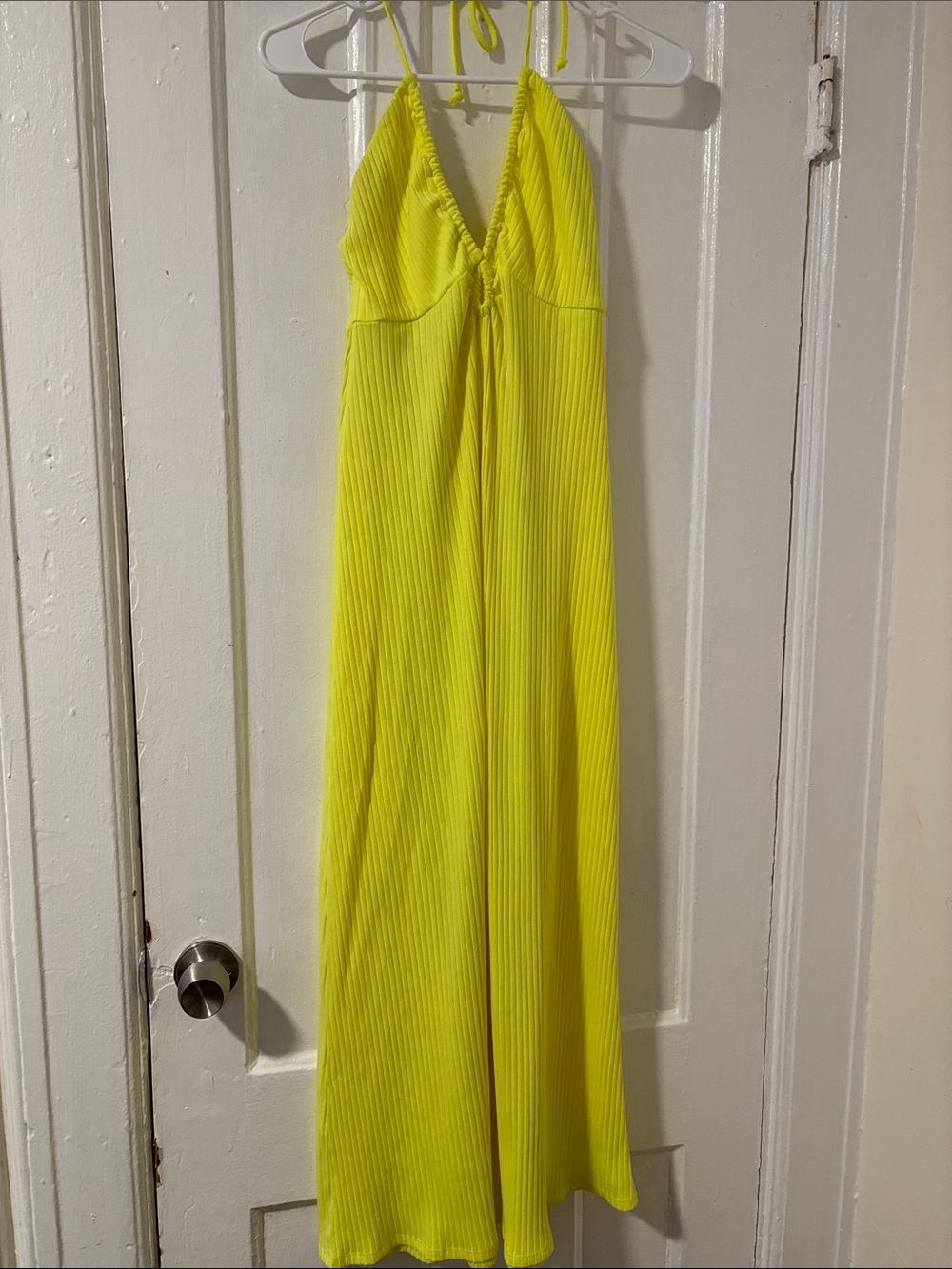 American Eagle Outfitters Neon Yellow Ribbed Halter maxi dress